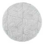 Livabliss Allie Round Shaggy Geometric Plush Pile Light Grey Area Rug (160 x 160 cm)