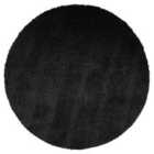 Livabliss Claire Round Shaggy Solid Color Plush Pile Black Area Rug (160 x 160 cm)
