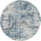 Livabliss Sarah Round Abstract Modern Marble Navy/Aqua Area Rug (160 x 160 cm)