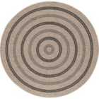 Livabliss Rhonda Round In- & Outdoor Cottage Jute-Look Beige/Black Area Rug (100 x 100 cm)