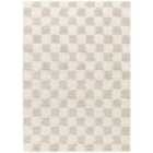 Livabliss Willa Shaggy Modern Plush Pile Light Beige Checkered Area Rug (160 x 220 cm)