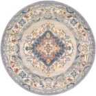 Livabliss Jade Round Vintage Oriental Boho Grey Area Rug (160 x 160 Cm)