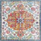 Livabliss Lou Square Vintage Oriental Boho Saffron/Navy Area Rug (120 x 120 cm)