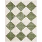 Livabliss Deline Machine Washable Shaggy Diamond Grass Green Area Rug (120 x 170 cm)