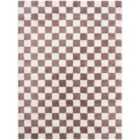 Livabliss Izaline Machine Washable Checkered Shaggy Dark Brown Area Rug (140 x 200 cm)