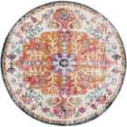 Livabliss Lou Round Vintage Oriental Boho Saffron/Navy Area Rug (180 x 180 cm)