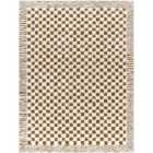 Livabliss Ekta Scandi Modern High Pile Brown Checkered Area Rug (140 x 200 cm)