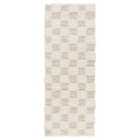 Livabliss Willa Shaggy Modern Plush Pile Light Beige Checkered Area Rug (80 x 220 cm)
