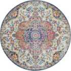 Livabliss Julia Round Vintage Oriental Boho Pink/Saffron Area Rug (200 x 200 cm)
