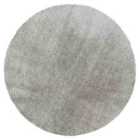 Livabliss Claire Round Shaggy Solid Color Plush Pile Dark Grey Area Rug (120 x 120 cm)