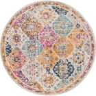 Livabliss Ines Round Vintage Oriental Boho Saffron/Burnt Orange Area Rug (160 x 160 cm)