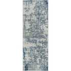 Livabliss Sarah Abstract Modern Marble Navy/Aqua Runner Rug (80 x 220 cm)