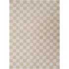 Livabliss Izaline Machine Washable Checkered Shaggy Beige Area Rug (200 x 275 cm)