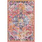 Livabliss Lou Vintage Oriental Boho Orange/Dark Blue Area Rug (60 x 90 cm)