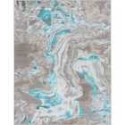 Livabliss Dahlia Abstract Modern Marble Teal Area Rug (120 x 170 cm)