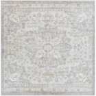 Livabliss Sage Square Vintage Oriental Boho Medium Grey Area Rug (200 x 200 cm)