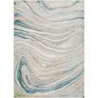 Livabliss Glendy Abstract Modern Marble Dark Teal/Beige Area Rug (120 x 170 cm)