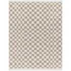 Livabliss Kittu Shaggy Modern Plush Pile Light Brown Checkered Area Rug (160 x 213 cm)