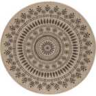 Livabliss Vera Round In- & Outdoor Cottage Jute-Look Beige/Black Area Rug (100 x 100 cm)