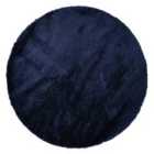 Livabliss Claire Round Shaggy Solid Color Plush Pile Cobalt Area Rug (160 x 160 cm)