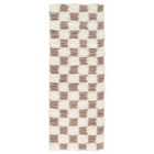 Livabliss Willa Shaggy Modern Plush Pile Brown Checkered Area Rug (80 x 220 cm)