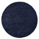 Livabliss Soso Round Shaggy Solid Color Plush Pile Dark Blue Area Rug (160 x 160 cm)