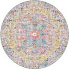 Livabliss Lou Round Vintage Oriental Boho Teal/Beige Area Rug (160 x 160 cm)