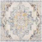 Livabliss Agra Square Vintage Oriental Boho Sky Blue Area Rug (200 x 200 cm)