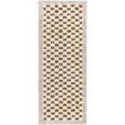Livabliss Ekta Scandi Modern High Pile Brown Checkered Runner Rug (80 x 220 cm)