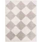 Livabliss Deline Machine Washable Shaggy Diamond Medium Grey Area Rug (140 x 200 cm)