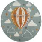 Livabliss Monty Round Kids Modern Multi/Blue Bedroom Area Rug (160 x 160 cm)