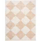 Livabliss Deline Machine Washable Shaggy Diamond Beige Area Rug (120 x 170 cm)