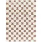Livabliss Willa Shaggy Modern Plush Pile Brown Checkered Area Rug (130 x 170 cm)