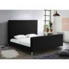 Leone Bed Double Plush Velvet Black