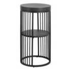 Furniture To Go Strington Round Bedside Table 1 Shelf in Matt Black