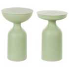Beliani Set of 2 Side Tables COTA/TENJO Metal Light Green
