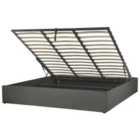 Beliani Ottoman Bed Fabric Dinan 180 X 200 Cm (eu Super King) Dark Grey