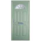 Door-Stop 4 Panel Sunburst Chartwell Green Right Hand GRP Composite Door with Colour-Matched Frame - 2100mm