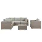 Beliani Garden Lounge Set With Table 6 Seater Contare Right Hand Modular Pe Rattan Taupe