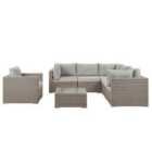 Beliani Garden Lounge Set With Table 6 Seater Contare Left Hand Modular Pe Rattan Taupe