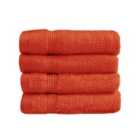 Zero Twist Egyptian Cotton Pack Of 4 Face Cloths - Terracotta