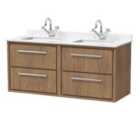 Hudson Reed Lille 1200Mm Wall Hung 4-drawer Vanity With Marble Worktop Basin - Antique Oak