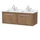 Hudson Reed Lille 1200Mm Wall Hung Single Drawer Vanity With Marble Worktop Basin - Antique Oak