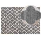 Beliani Rug ROLUNAY Dark Grey 140x200 cm Leather