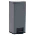 Dustbin With Pedal Anti-fingerprint 30L Grey Stainless Steel
