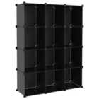 Storage Cube Organiser With 12 Cubes Black