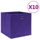 Storage Boxes 10 Pieces Non-woven Fabric 28X28X28Cm Purple