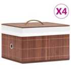 Bamboo Storage Boxes 4 Pieces Brown