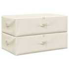 Storage Boxes 2 Pieces Fabric 70X40X18Cm Cream