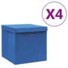 Storage Boxes With Covers 4 Pieces 28X28X28Cm Blue